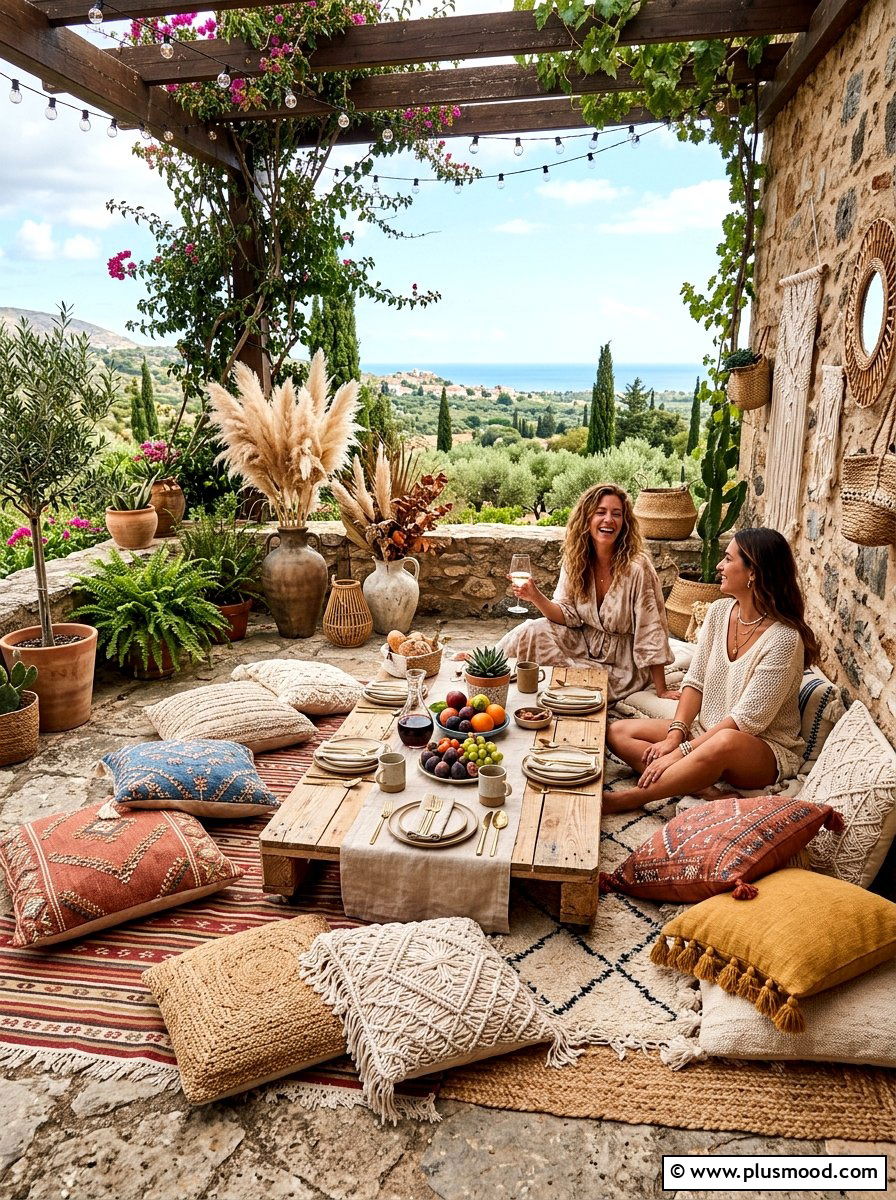 Boho Picnic Floor Seating - 25 summer patio party ideas