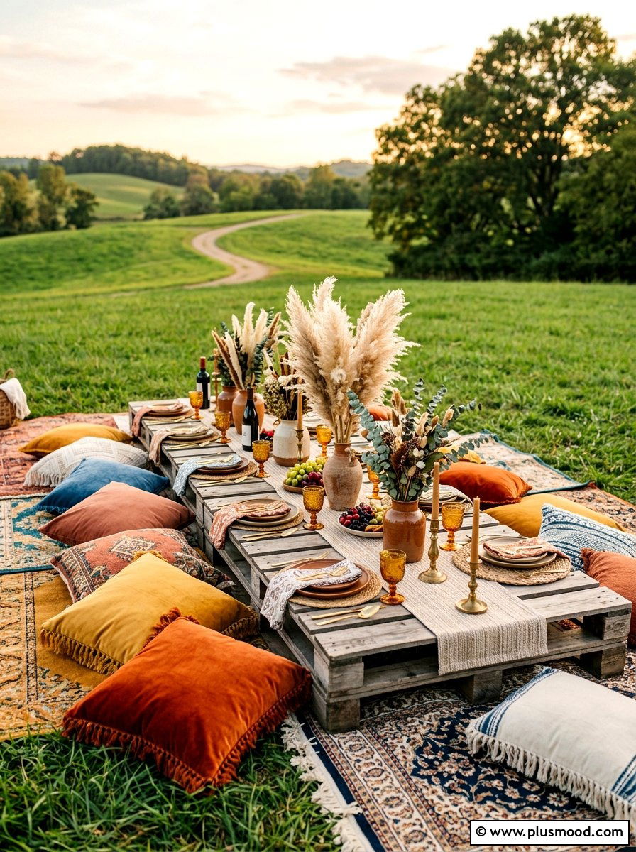 Boho Picnic Table - 25 summer backyard party ideas