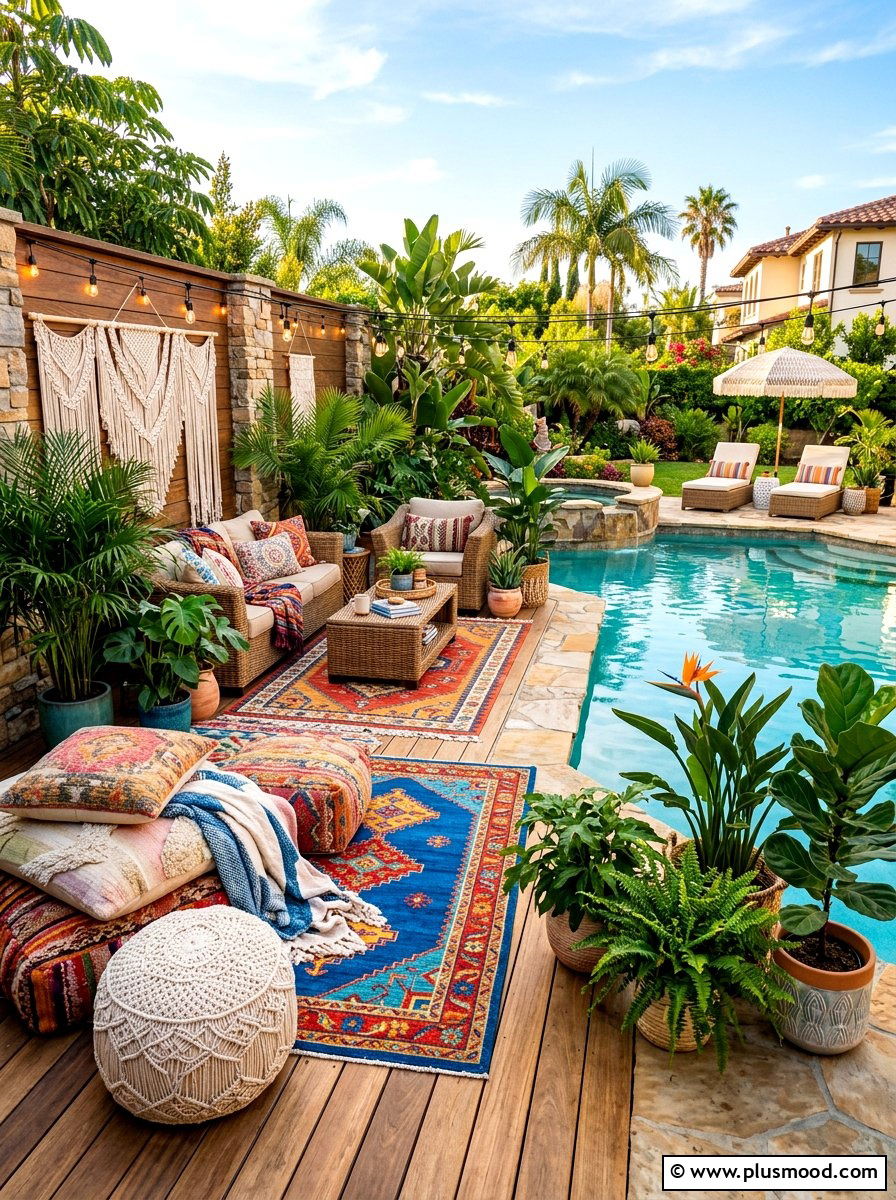 Boho Pool Deck Decor - 25 summer pool patio ideas