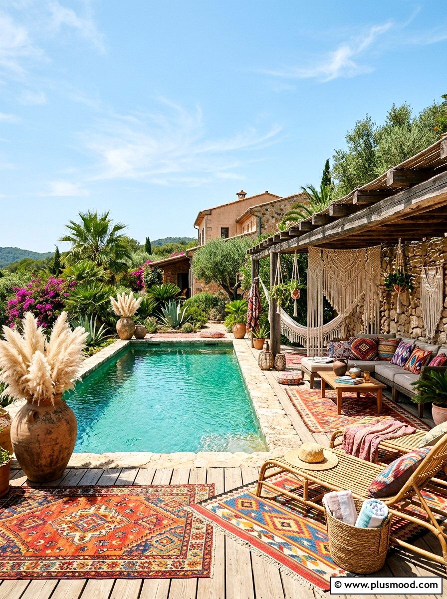 Boho Pool Style - 25 pool landscaping ideas with plunge pool