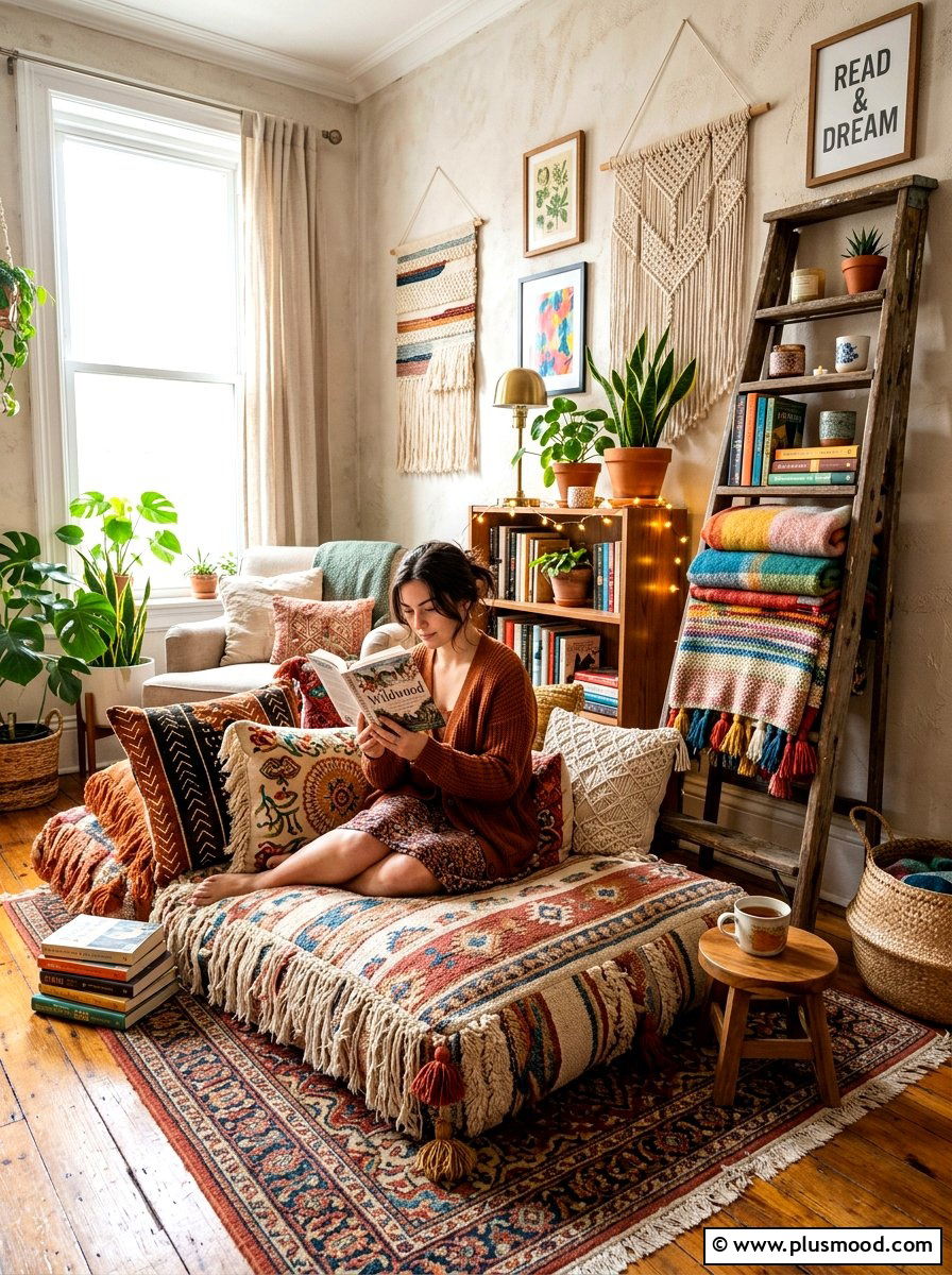 Boho Reading Decor - 25 cheap summer home decor ideas