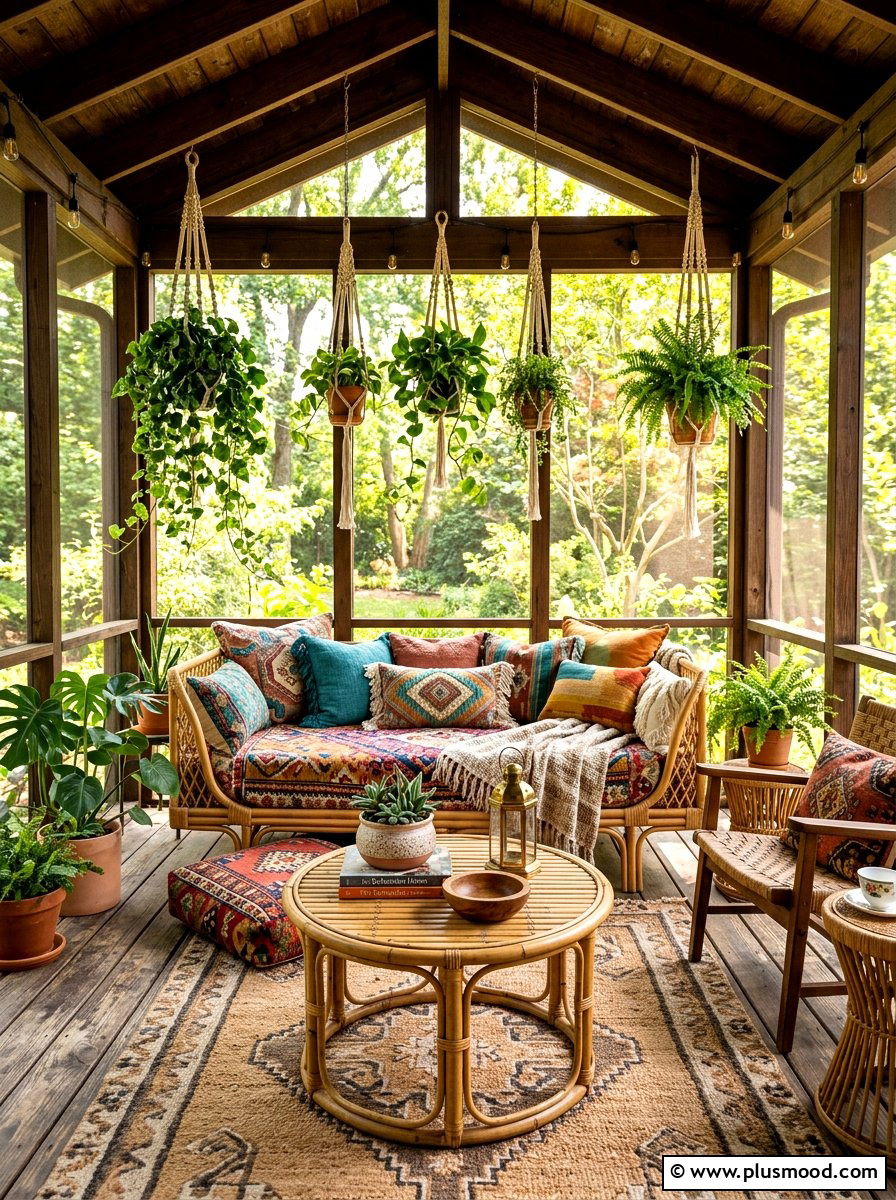 Boho Screened In Porch - 25 summer porch decorating ideas