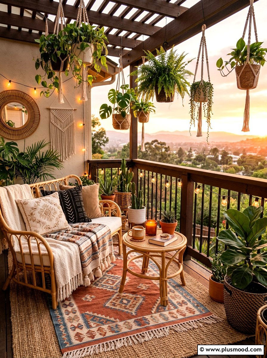 Boho Style Balcony Decor - 25 summer tiny balcony ideas