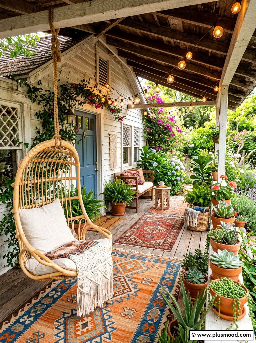 Boho Style Cottage Porch - 25 summer cottage front porch ideas