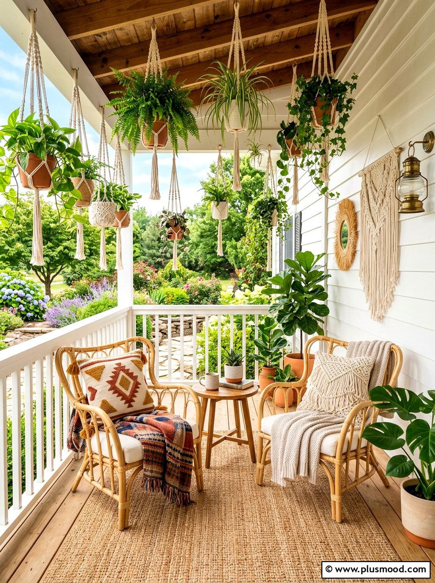Boho Style Front Porch - 25 summer front porch makeover ideas