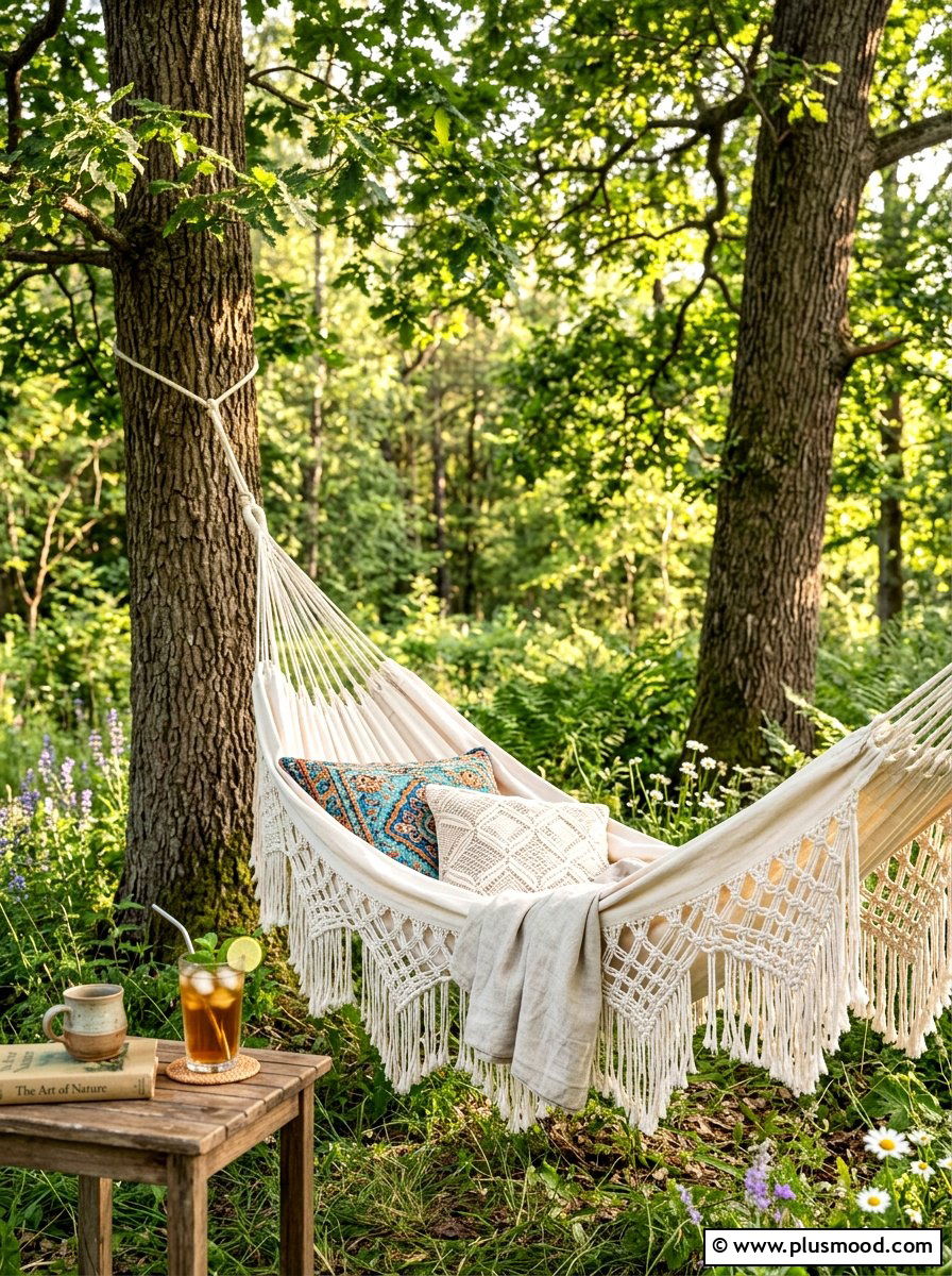 Boho Style Hammock - 25 summer backyard decor ideas
