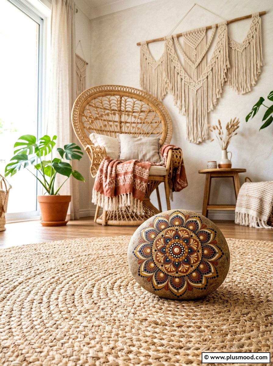 Boho Style Mandala - 25 painted rock ideas with mandala