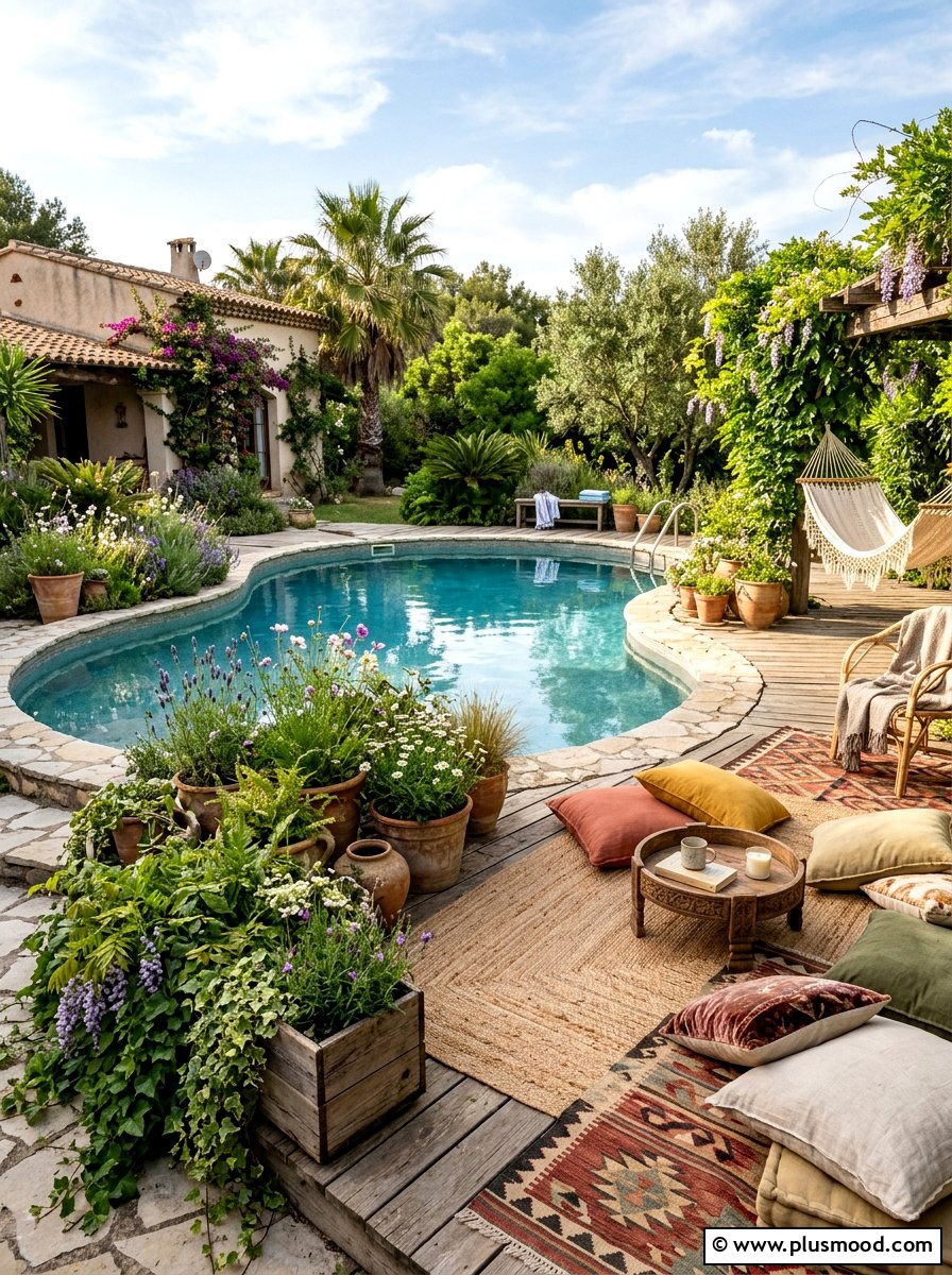 Boho Style Pool Landscaping - 25 pool landscaping ideas with raised planters
