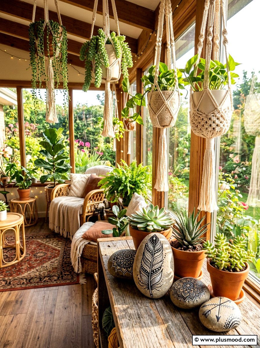 Boho Style Rocks - 25 painted rock ideas for succulent garden