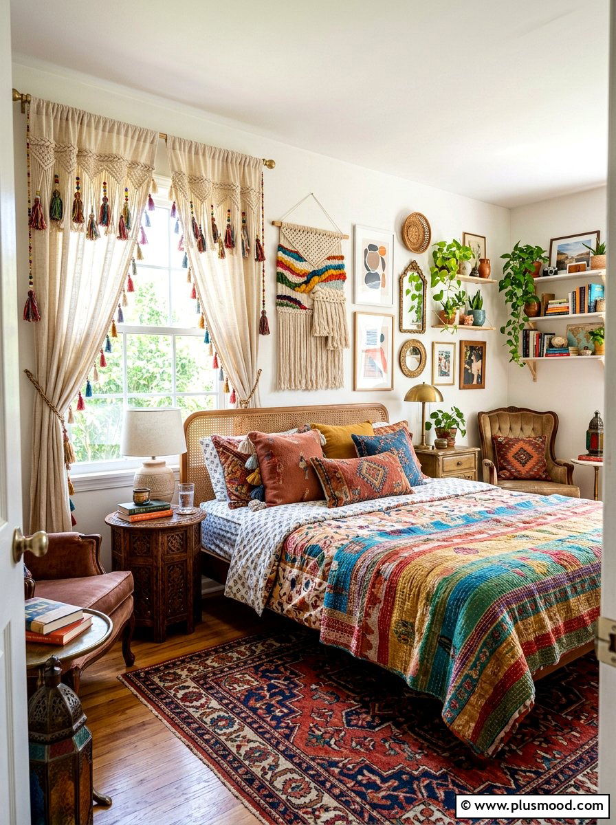 Boho Tassel Curtains - 25 summer curtains ideas for bedroom