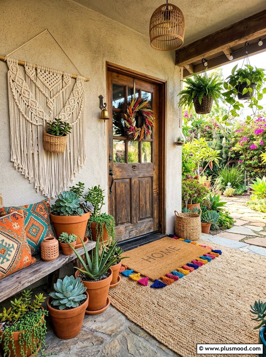 Boho Tassel Door Mat - 25 summer front porch mat ideas
