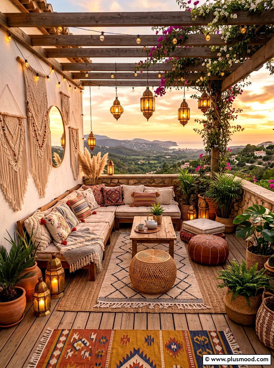 Boho Terrace - 25 mid summer home decor ideas