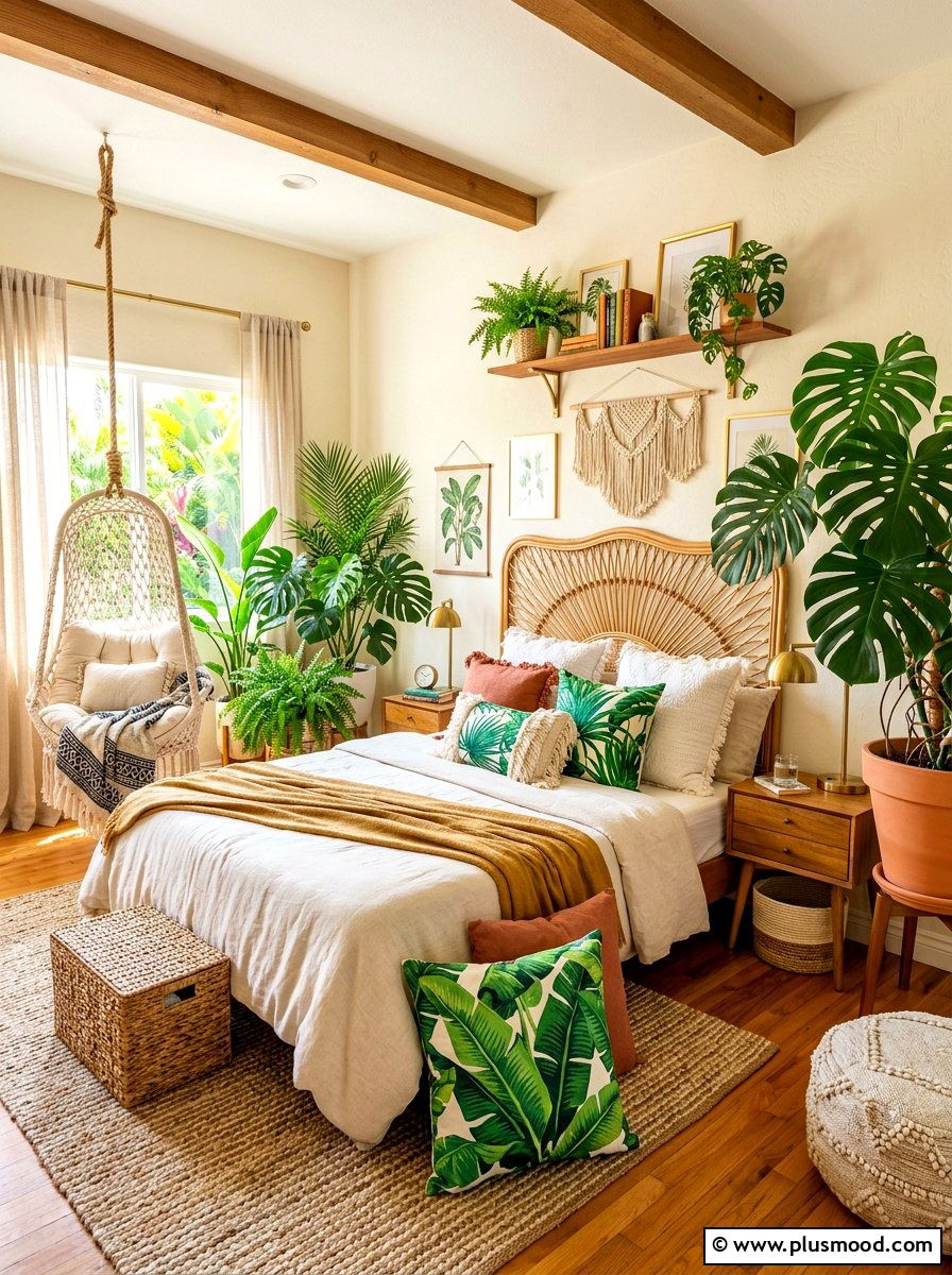 Boho Tropical Bedroom - 25 summer apartment bedroom ideas
