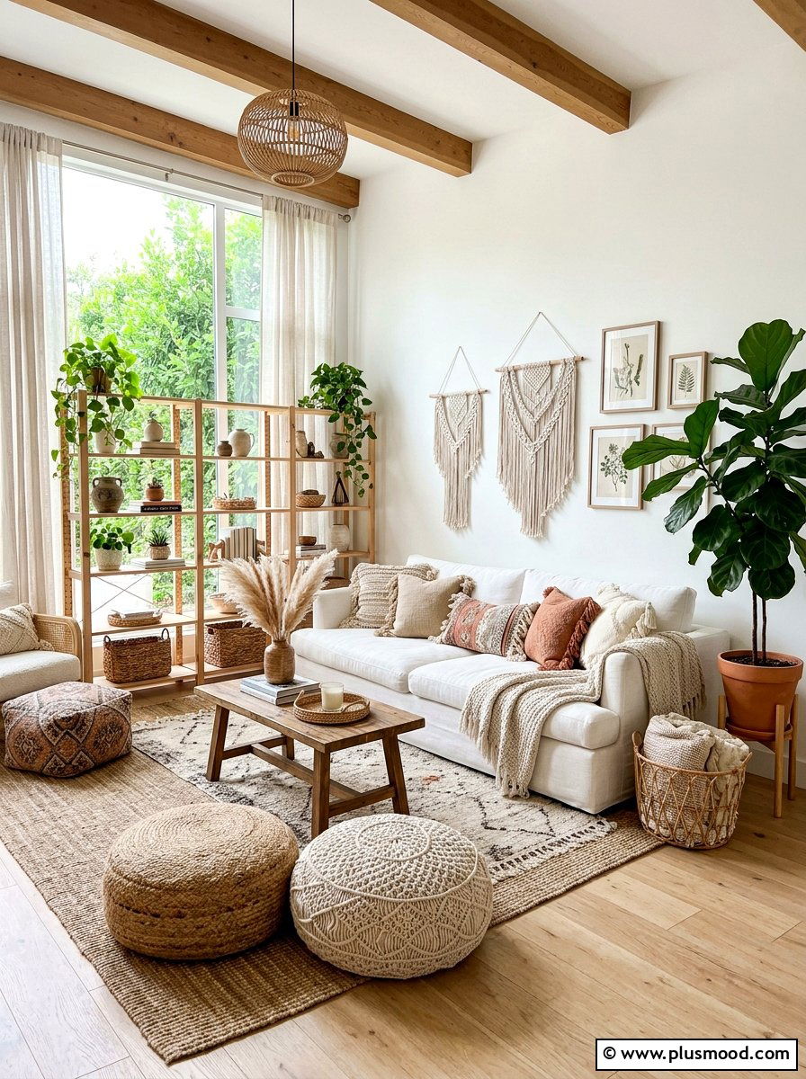 Boho White Living Room - 25 summer decor ideas for white living room