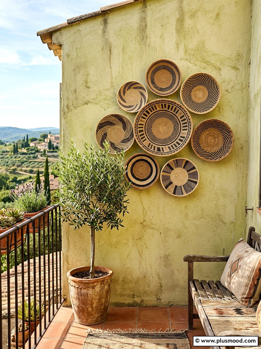 Boho Woven Basket - 25 summer balcony wall decor ideas