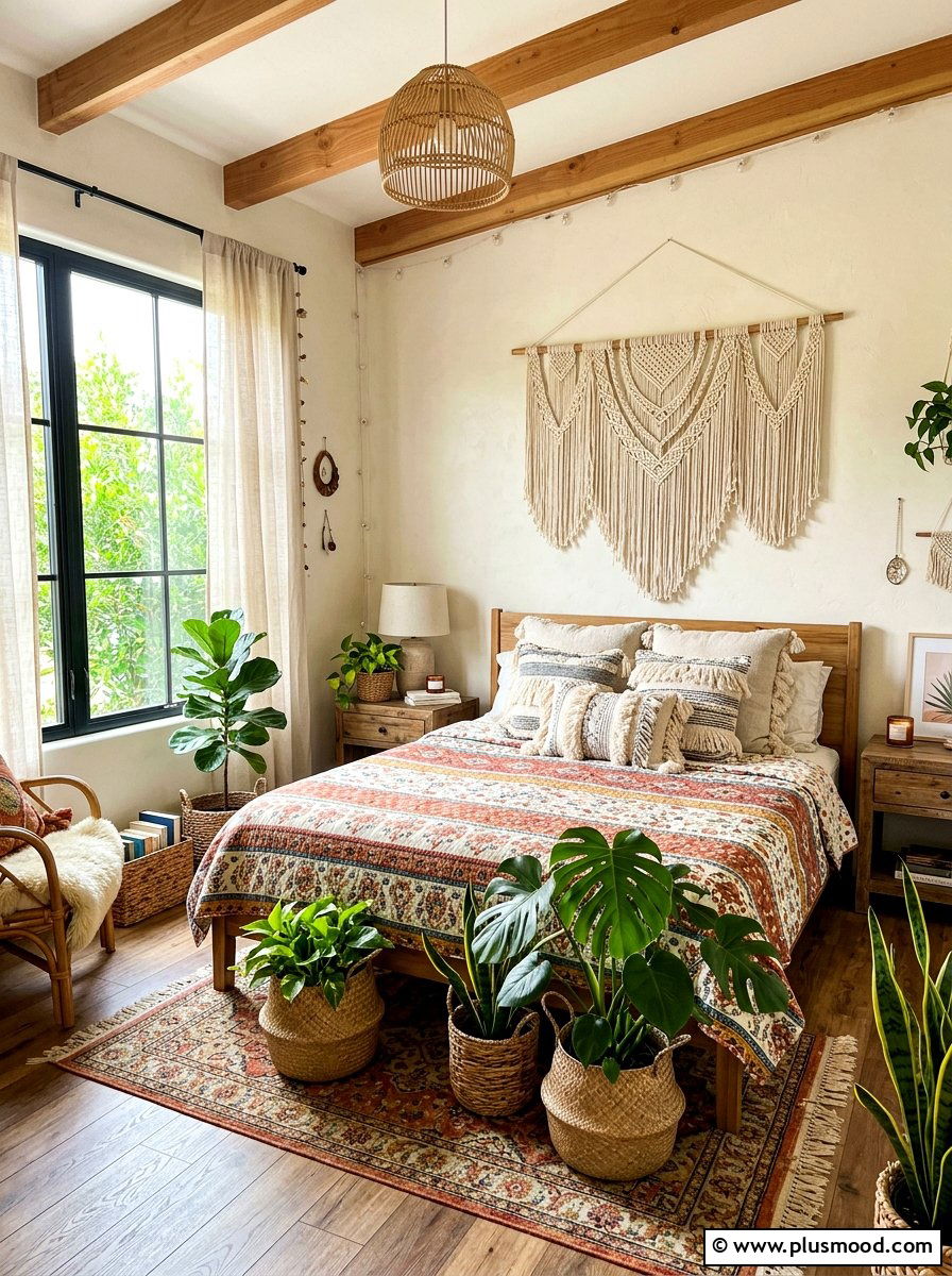 Boho chic bedroom - 25 late summer home refresh ideas
