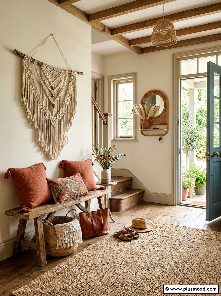Boho chic entryway with jute - 25 summer entryway decor ideas