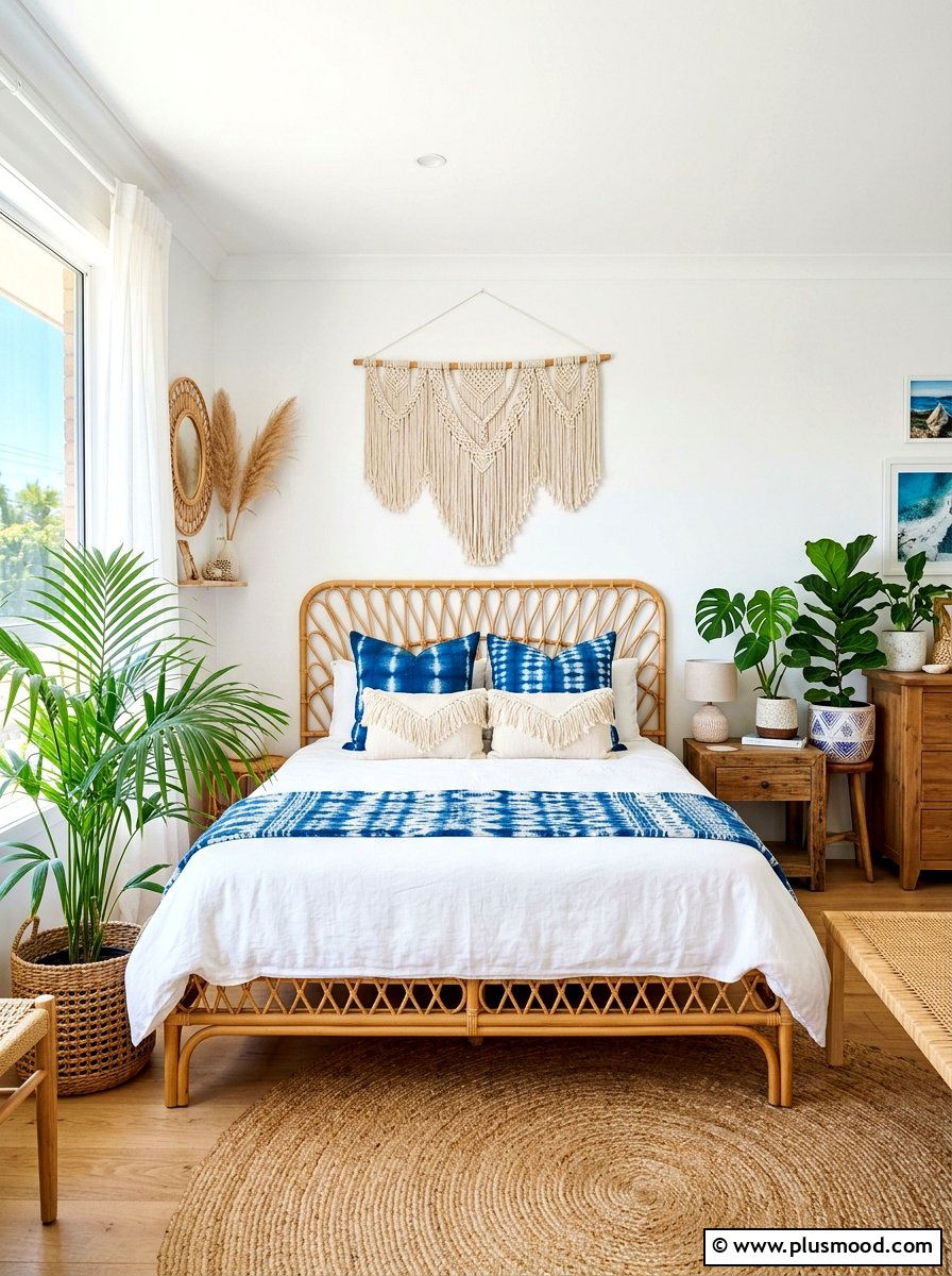 Boho coastal bedroom - 25 summer white and blue bedroom ideas