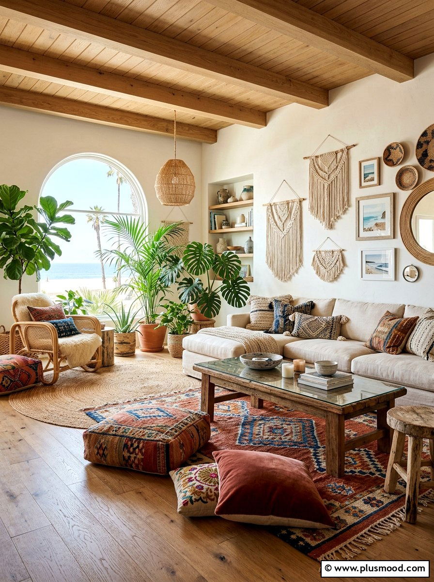 Boho coastal living room style - 25 summer coastal living room ideas