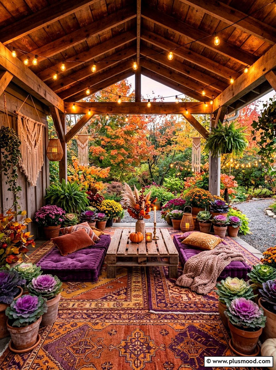 Boho fall patio layout - 25 summer to fall transition decor ideas