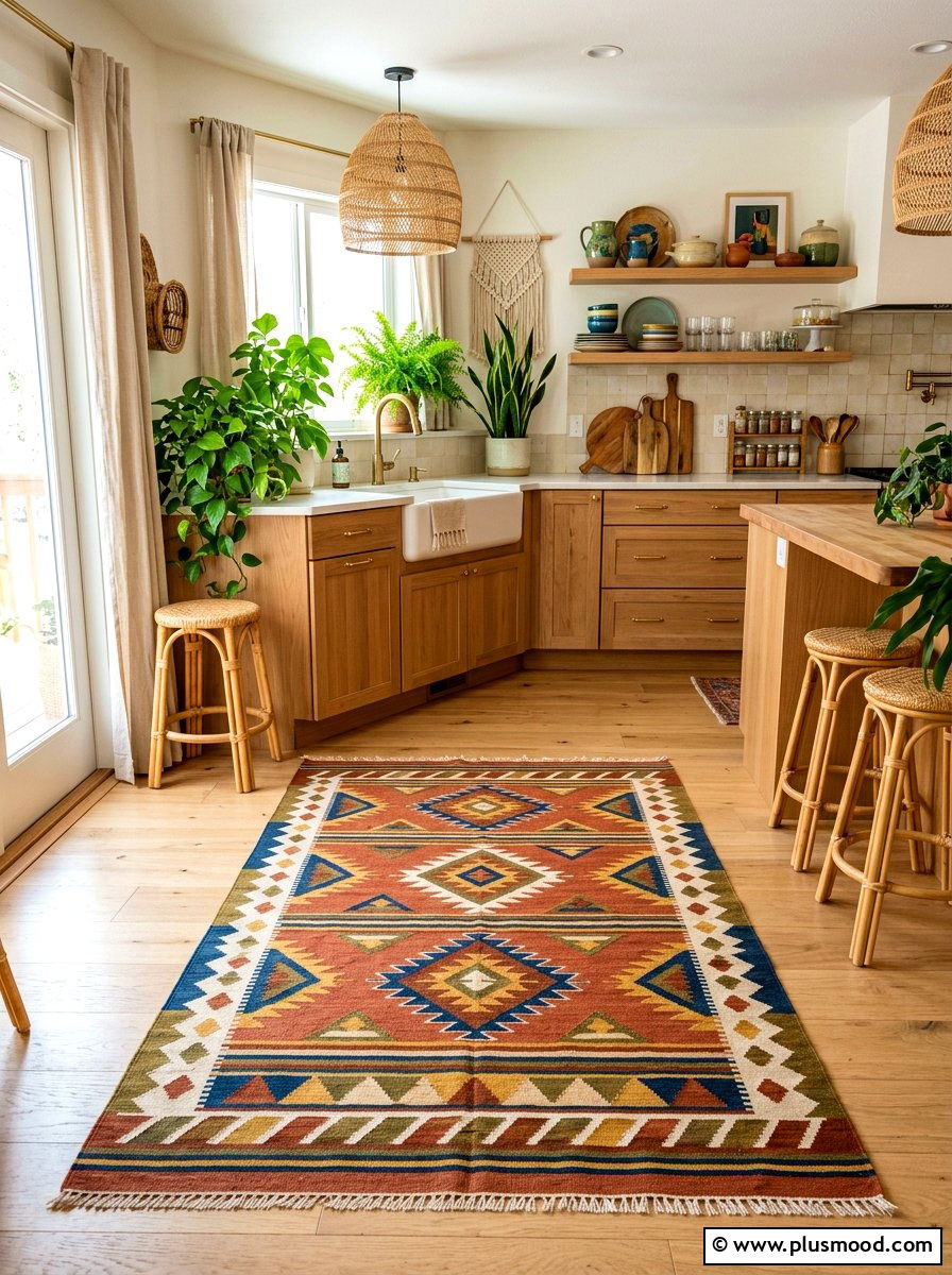 Boho kitchen rug - 25 summer kitchen decor ideas
