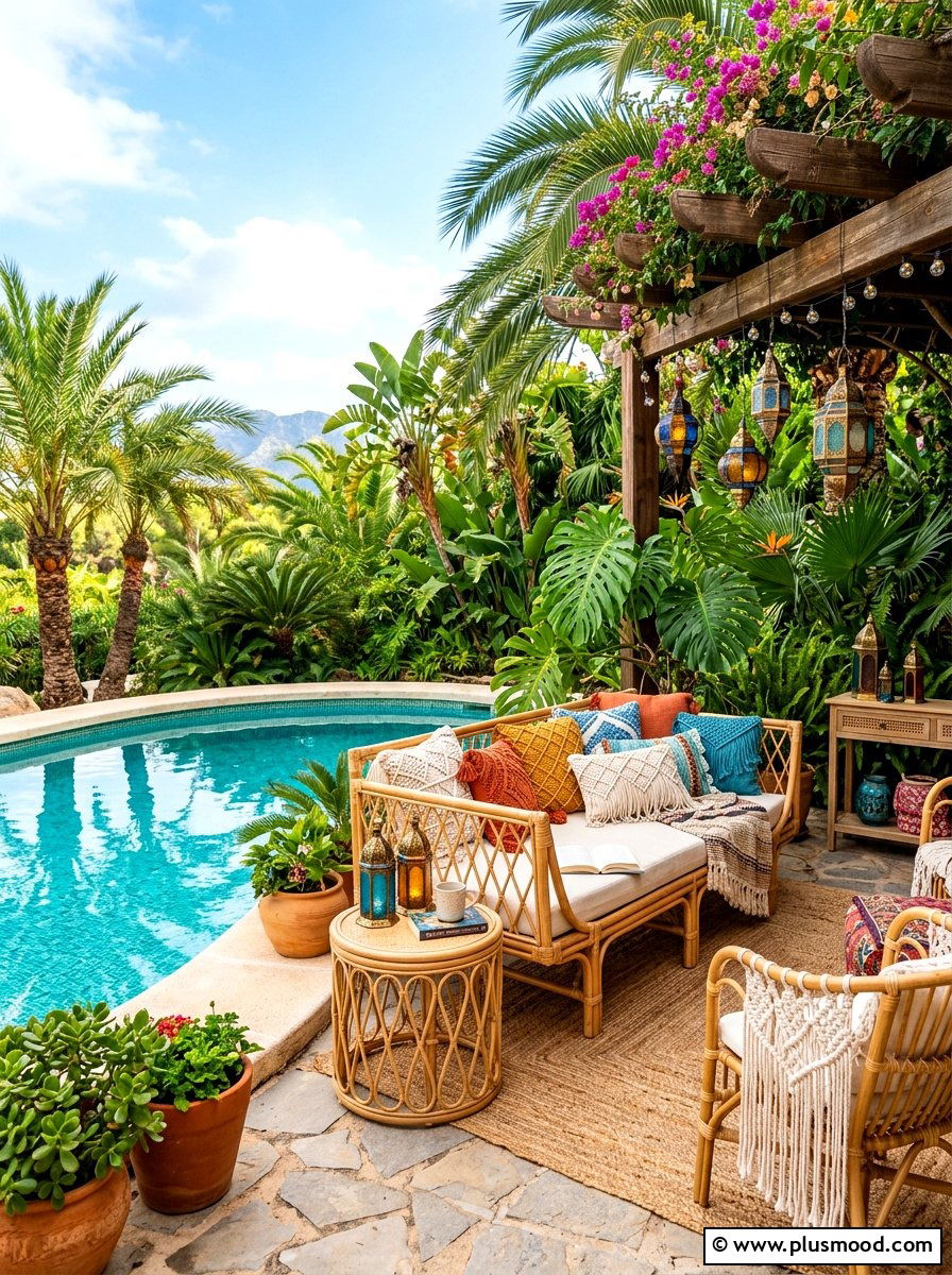 Boho lounge - 25 summer poolside decor ideas
