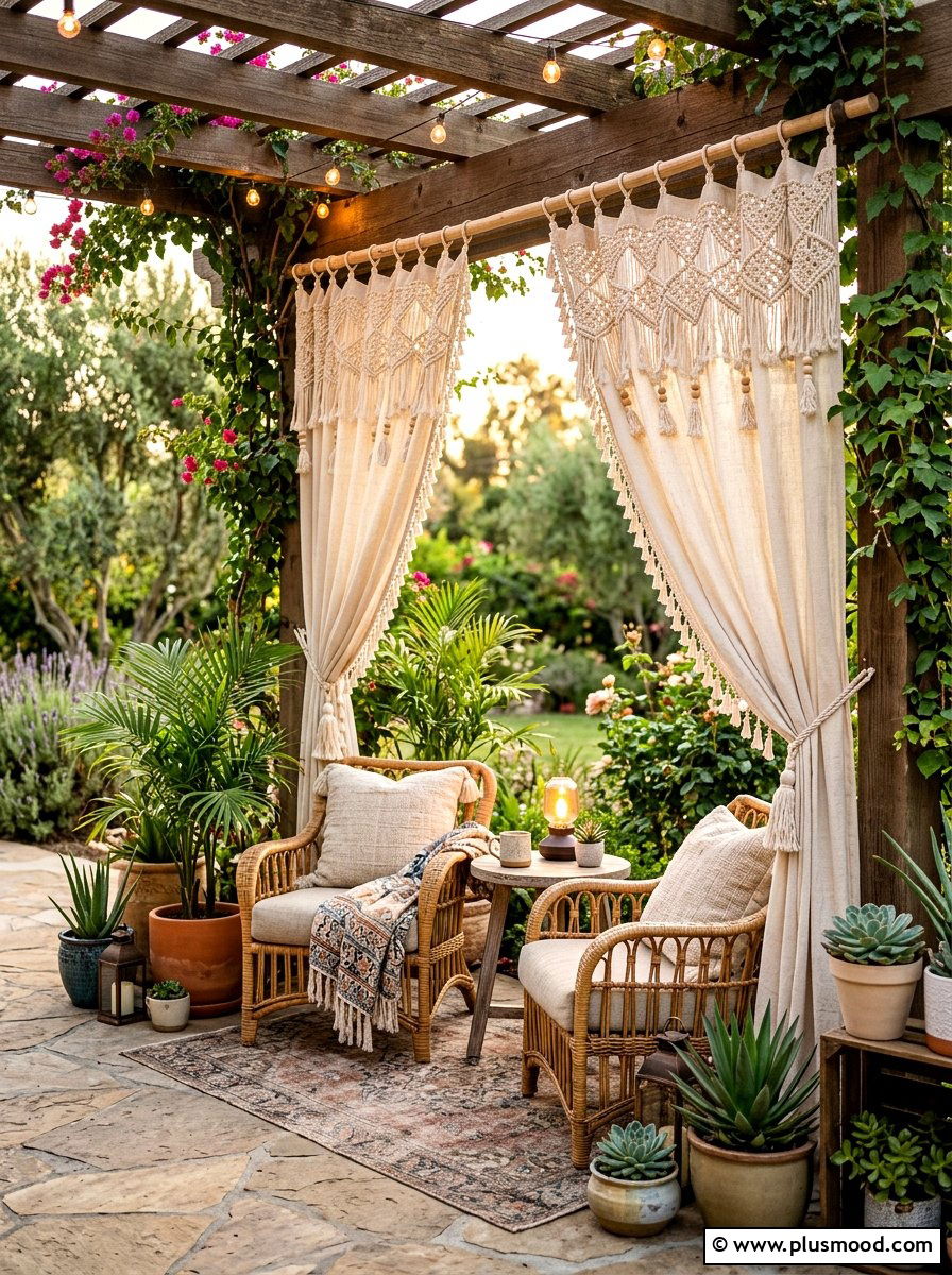 Boho outdoor curtains - 25 summer patio curtain ideas