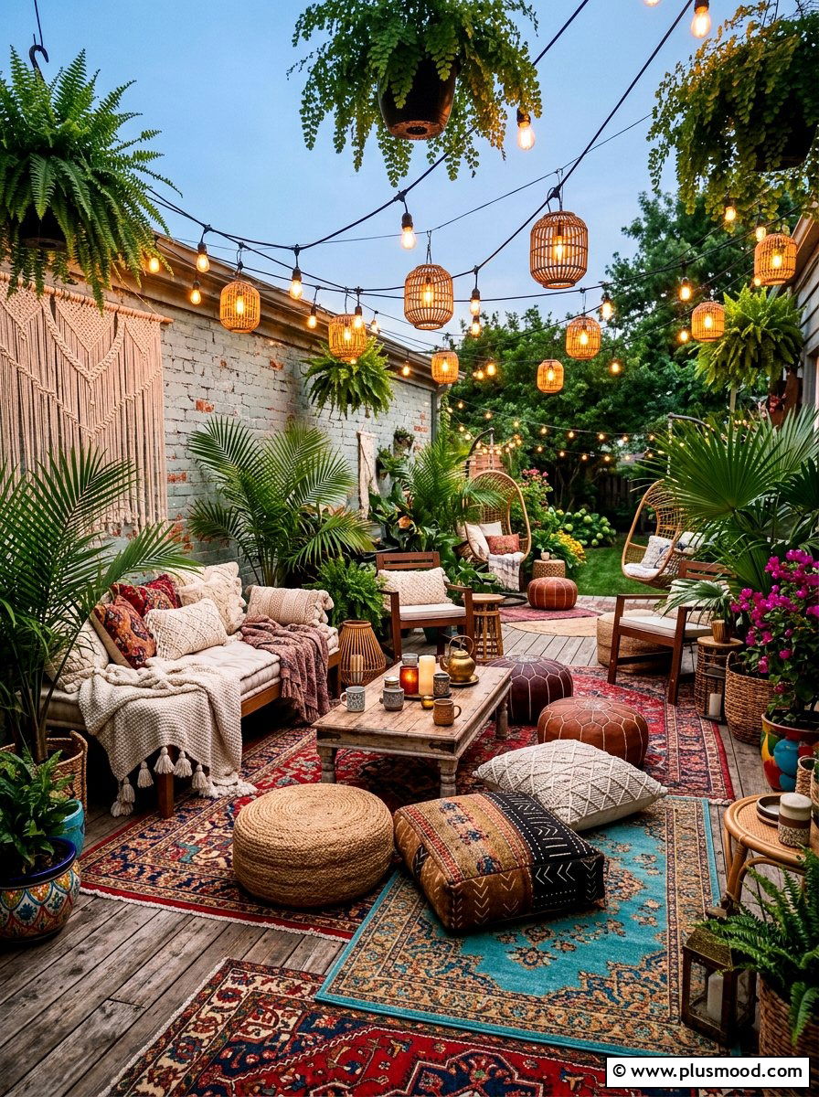 Boho patio lighting - 25 summer patio ideas with string lights