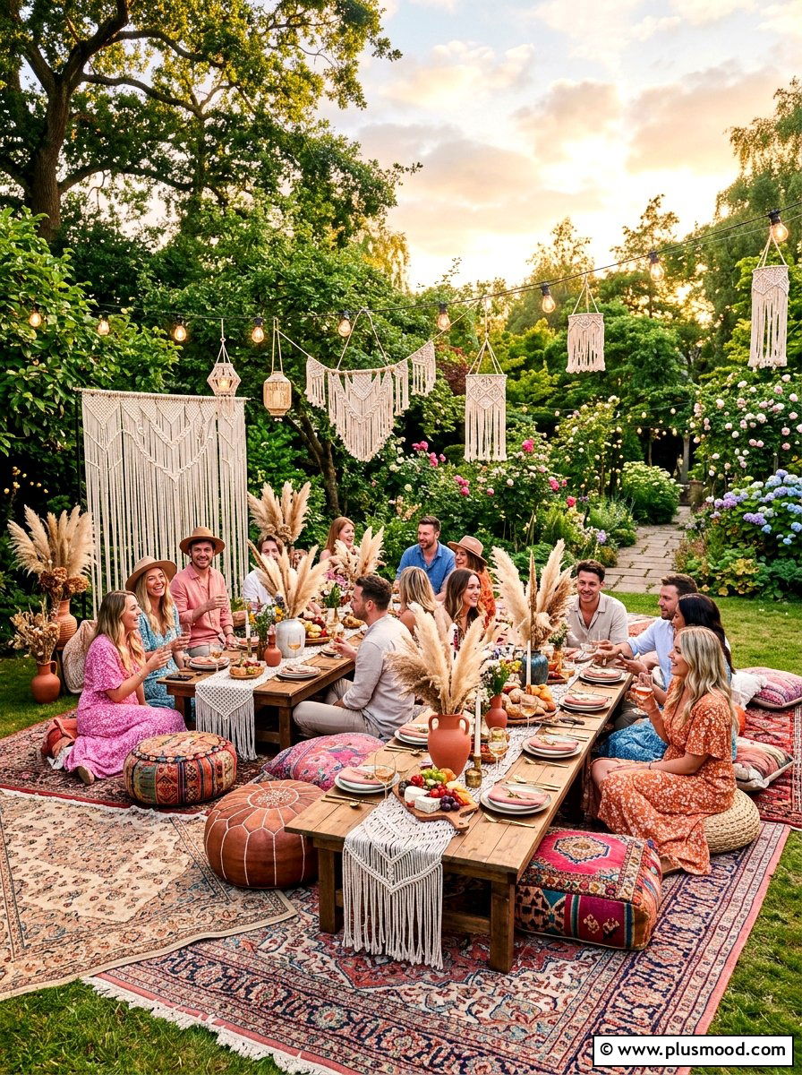 Boho picnic garden party - 25 summer garden party ideas