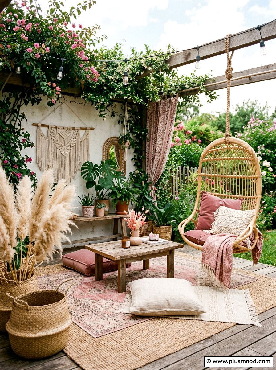 Boho pink patio - 25 summer patio color ideas