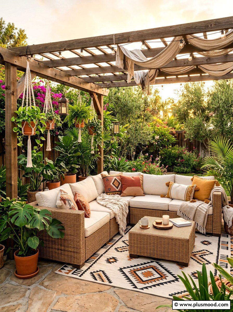 Boho rattan patio retreat - 25 summer modern summer decor ideas
