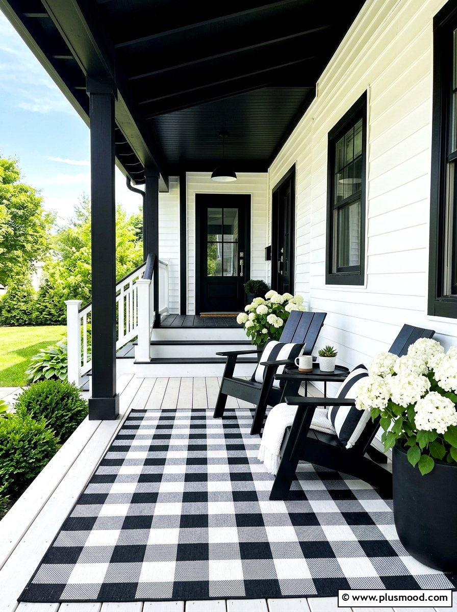 Bold Black And White Porch - 25 fresh summer front porch ideas