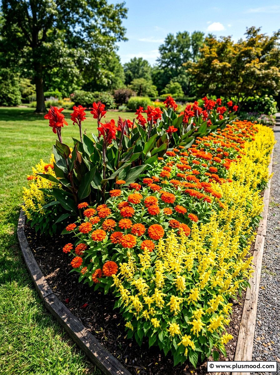 Bold Color Bed - 25 summer backyard flower bed ideas