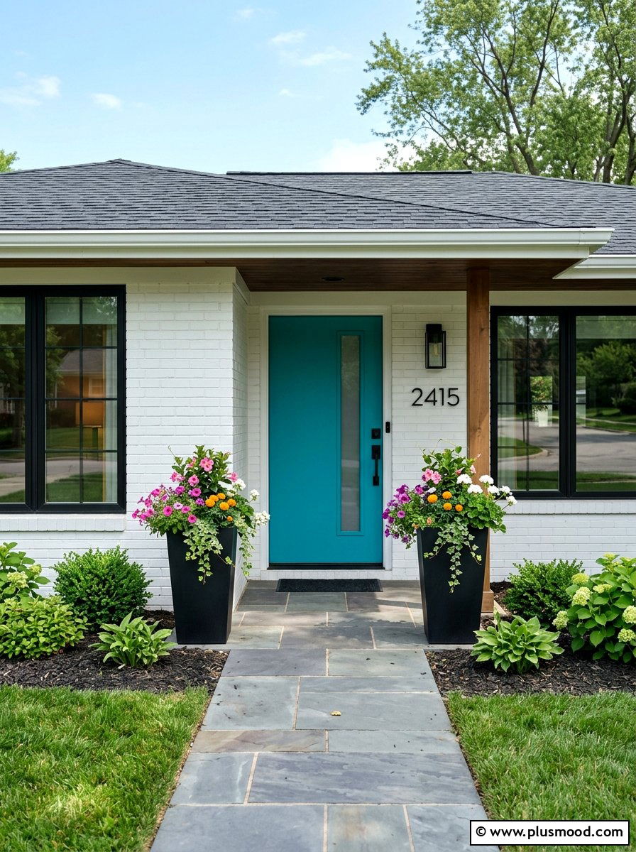 Bold Front Door - 25 summer ranch house curb appeal ideas