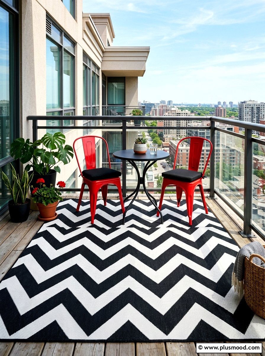 Bold Pattern Rug - 25 summer balcony rug ideas