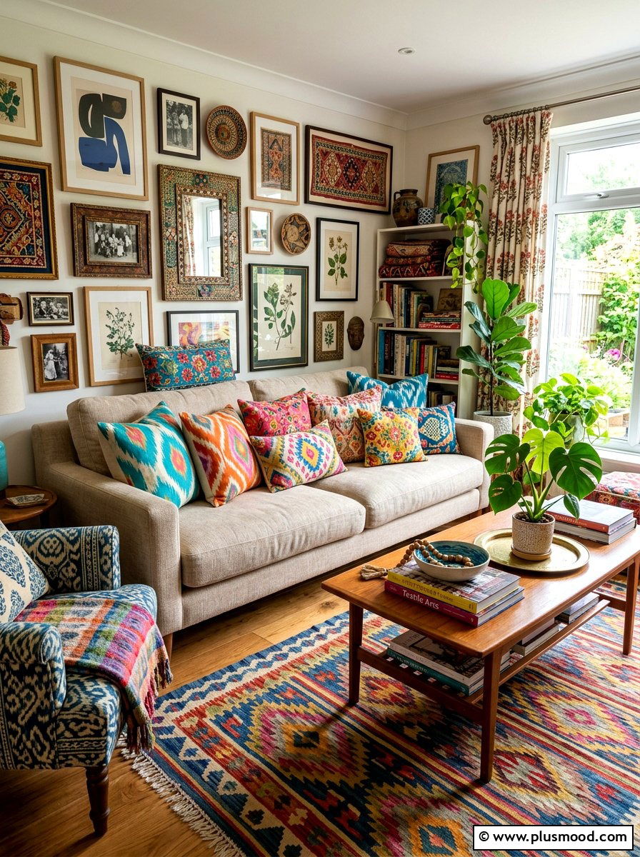 Bold Pattern Textile Living Room - 25 summer decor ideas for beige living room