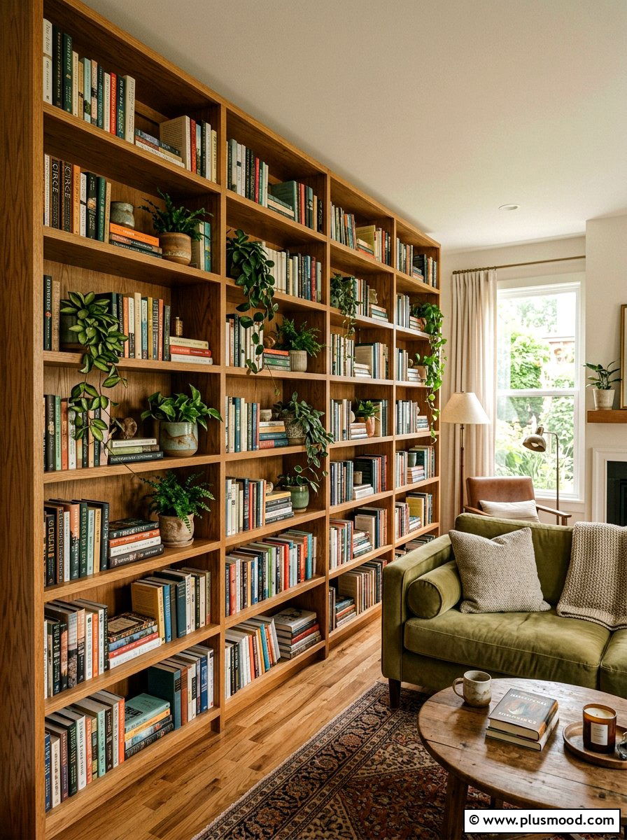 Bookshelf greenery styling - 25 summer greenery decor ideas for living room