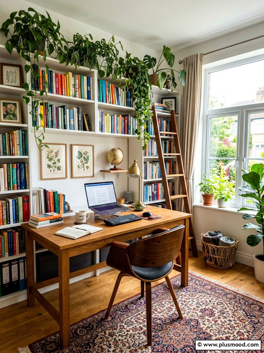 Bookshelf trailing ivy - 25 summer decor ideas with greenery