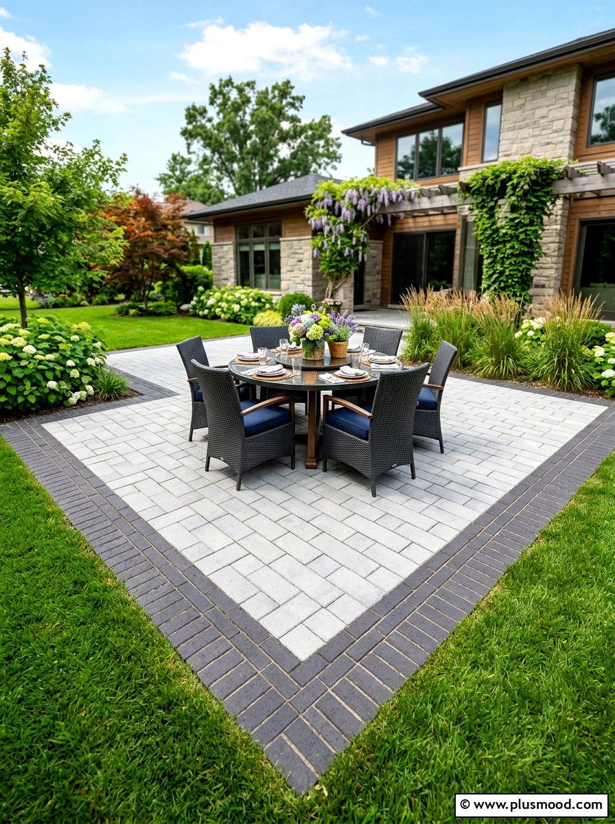 Bordered paver patio - 25 summer paver patio ideas