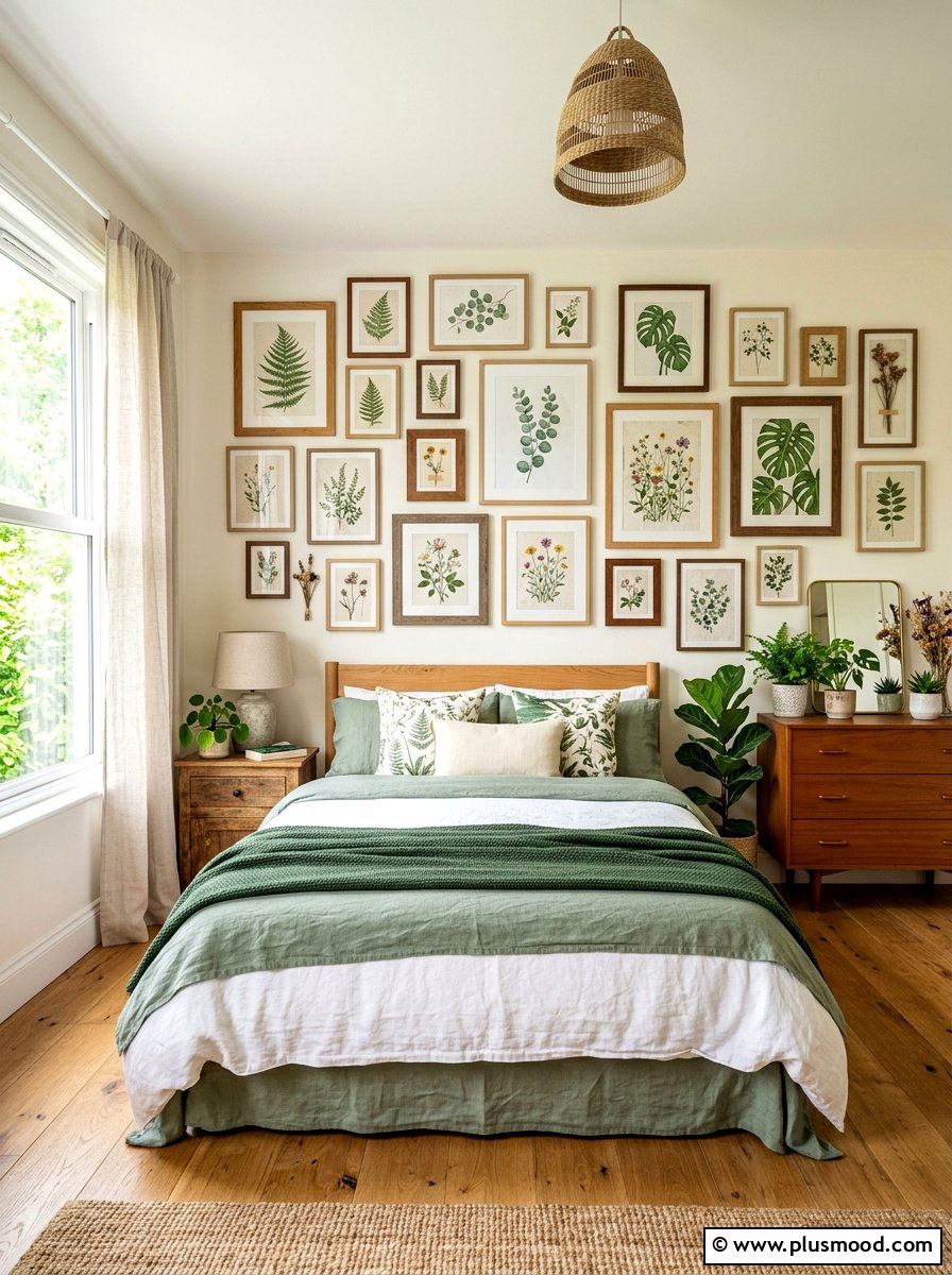 Botanical Art Gallery Wall - 25 summer room refresh ideas for bedroom