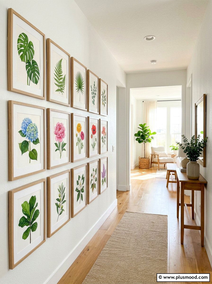 Botanical Art Gallery Wall - 25 summer decorating ideas for small homes