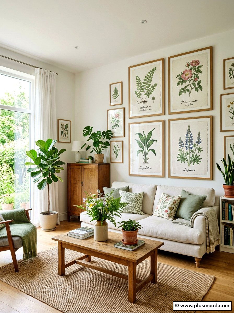 Botanical Art Print - 25 summer shelf styling ideas for living room