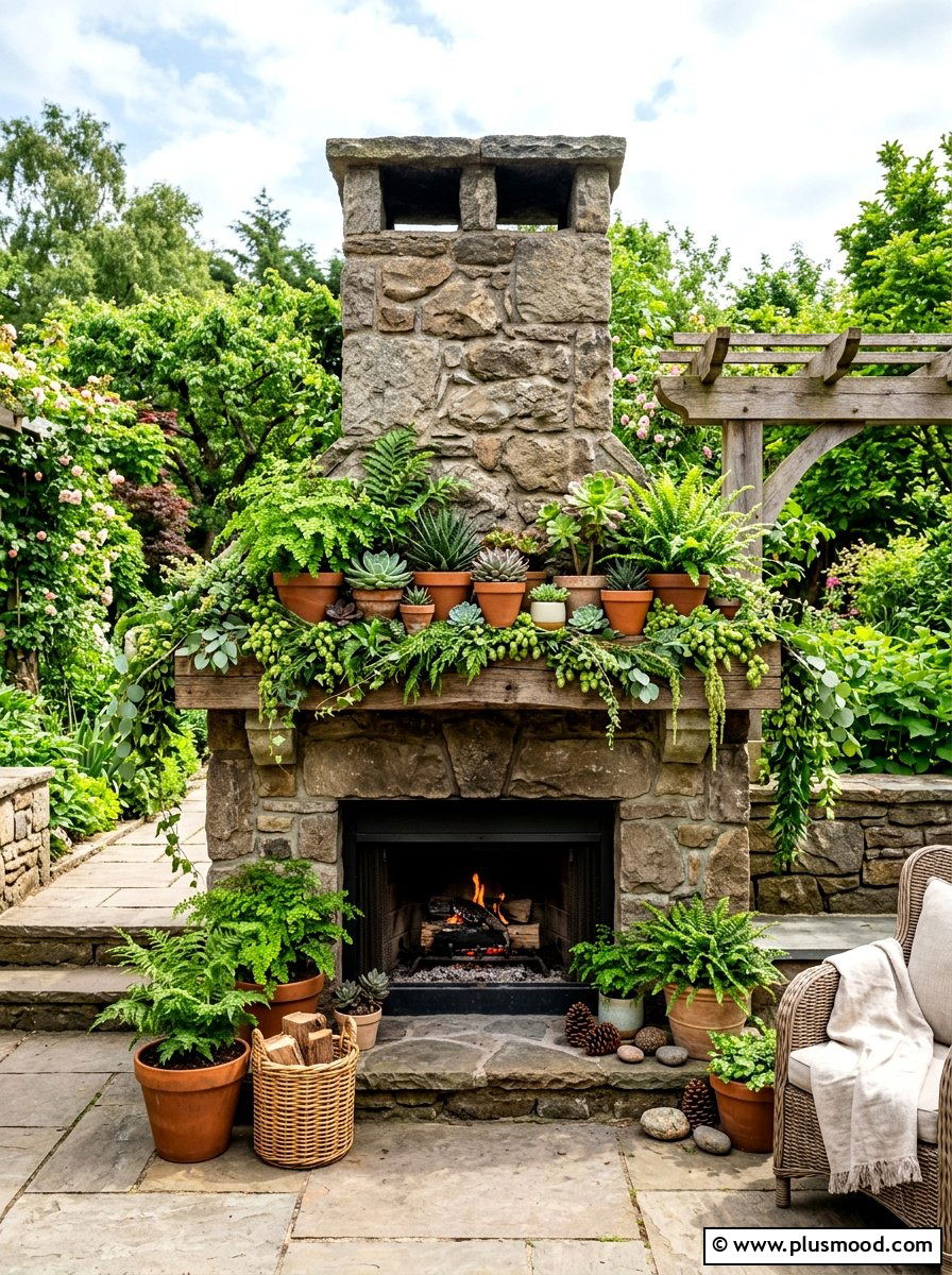 Botanical Fireplace Decor - 25 summer mantel ideas for living room