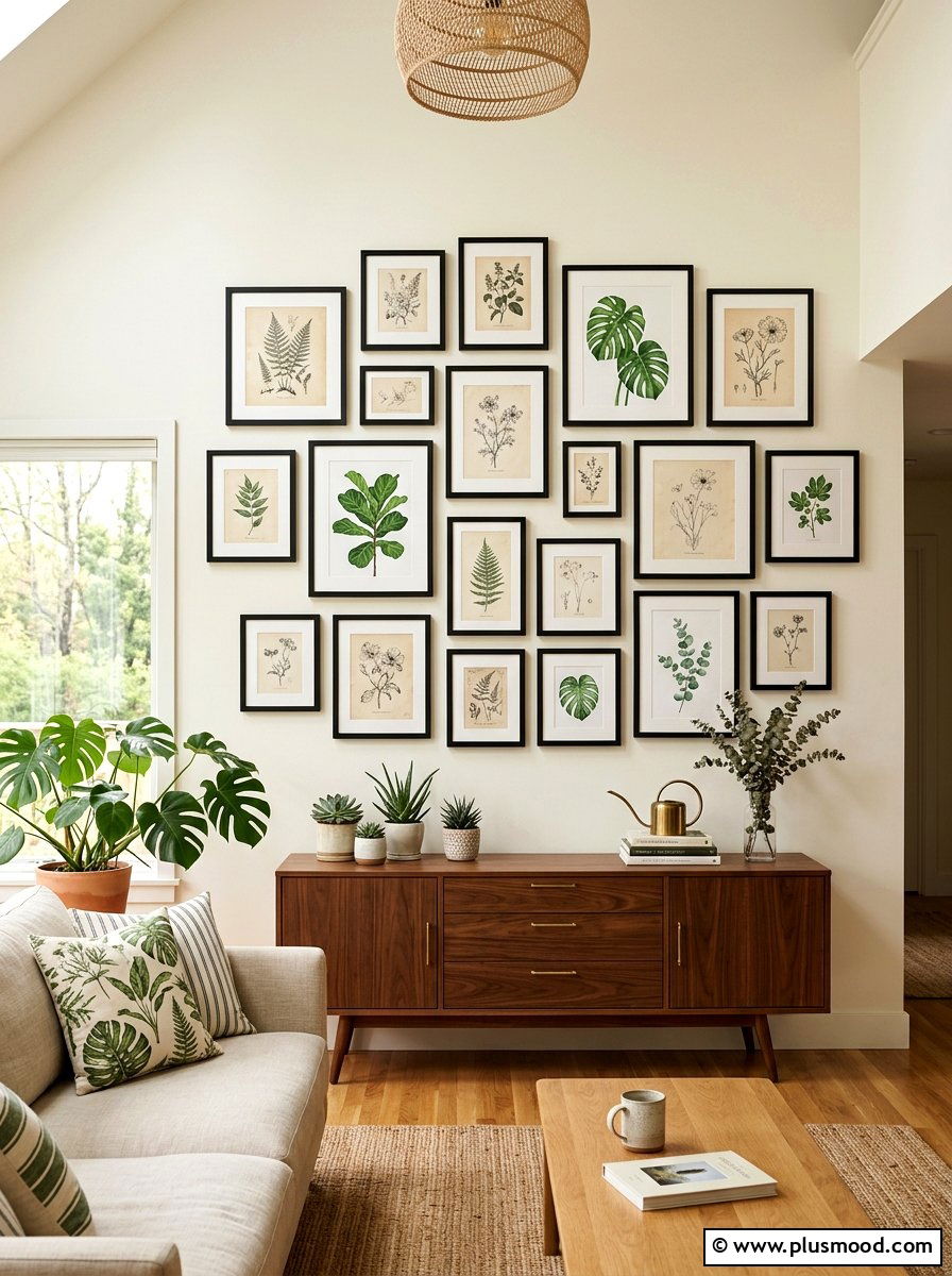 Botanical Gallery Wall - 25 summer botanical decor ideas