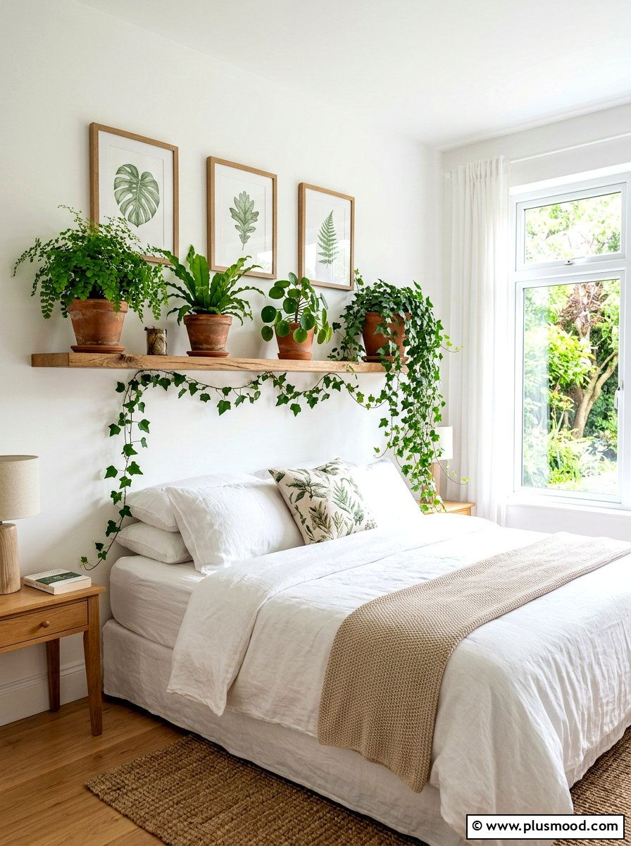 Botanical Greenery Bedroom Shelf - 25 summer bedroom shelf decor ideas