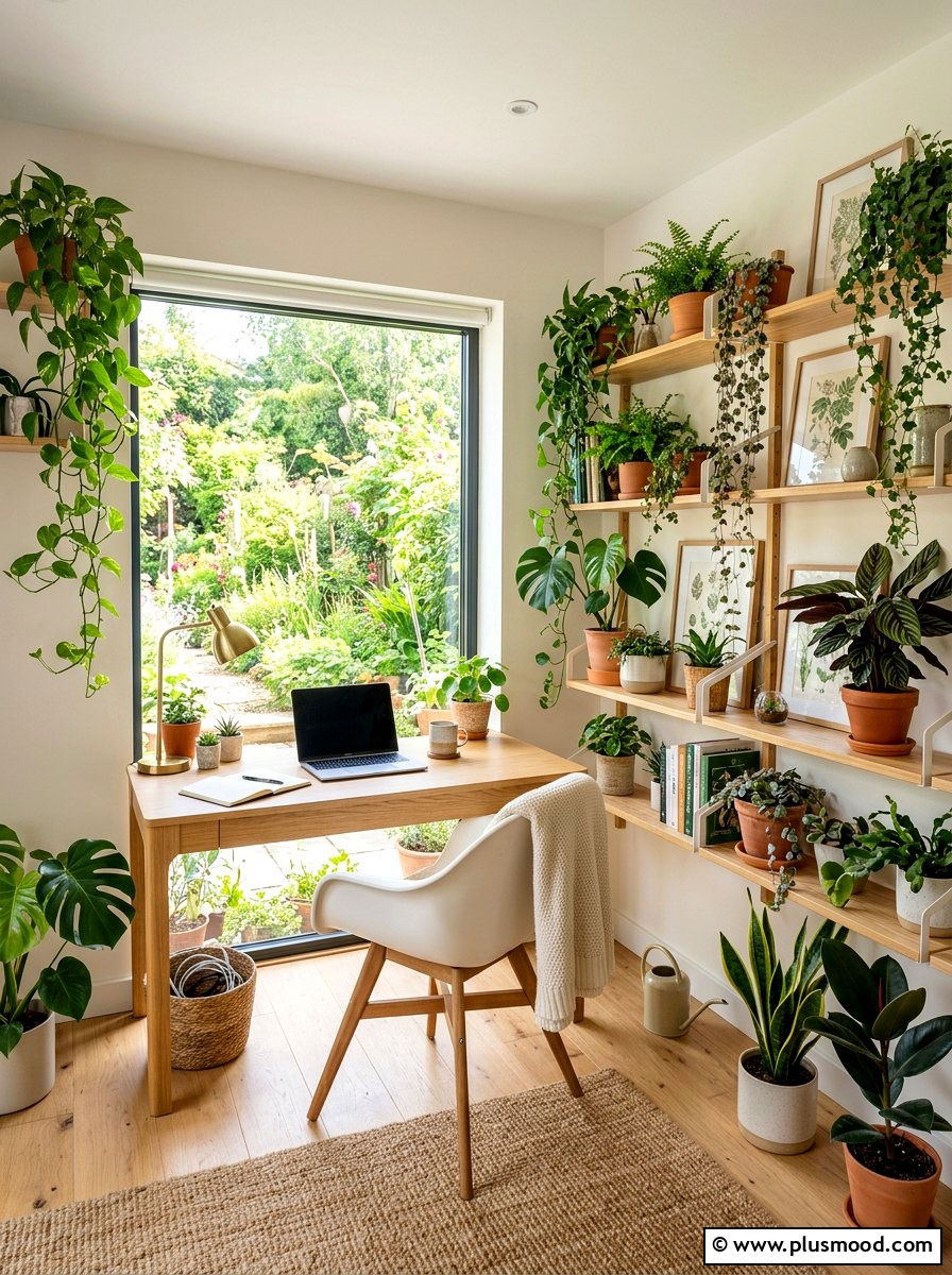 Botanical Home Office - 25 cute summer home decor ideas
