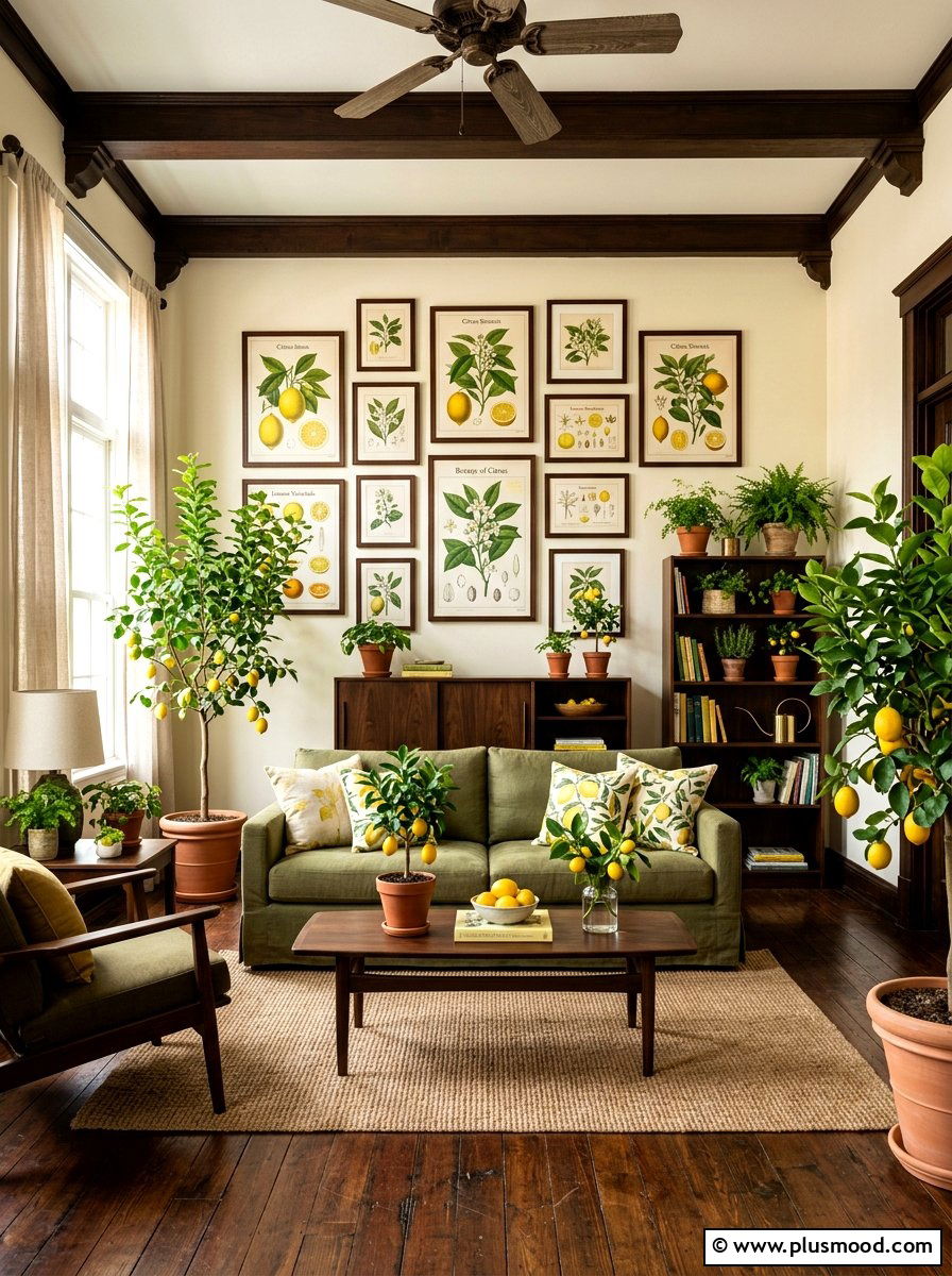 Botanical Lemon Living Room - 25 summer lemon decor ideas for living room