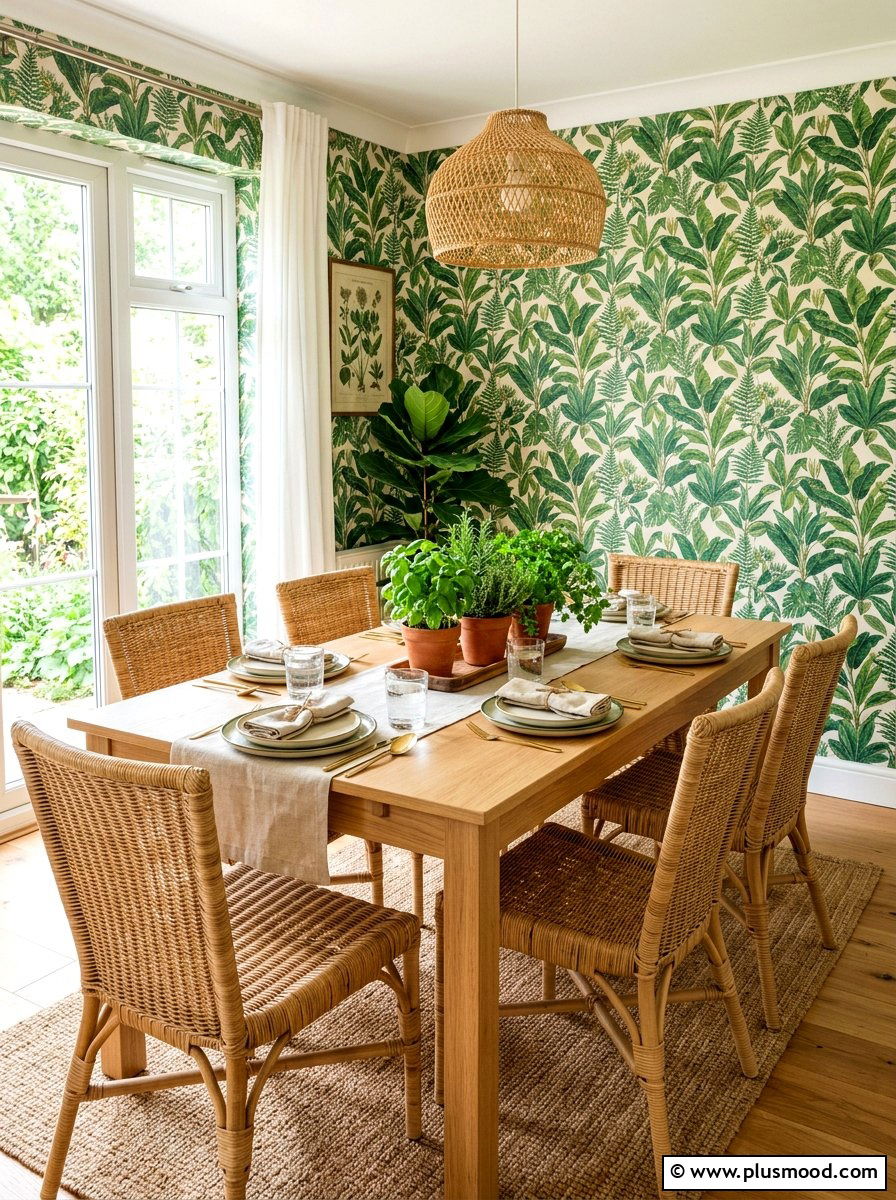 Botanical Print Dining Area - 25 cozy summer home ideas