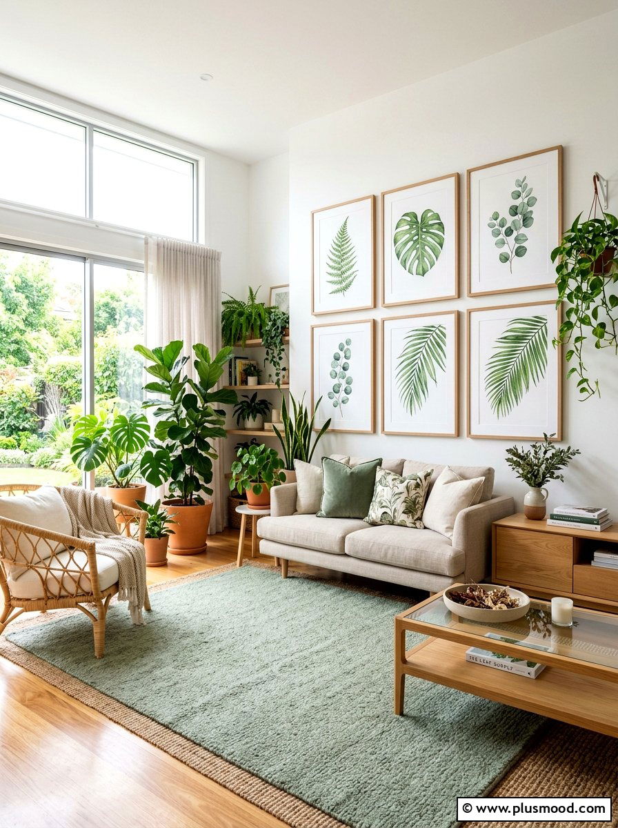 Botanical Print Living Room - 25 light summer living room ideas