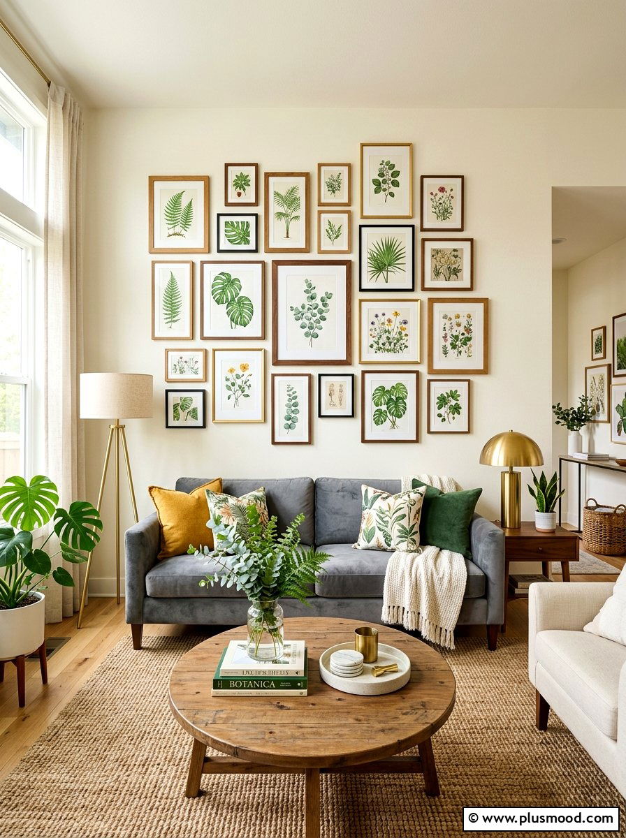 Botanical print gallery - 25 summer floral decor ideas for living room